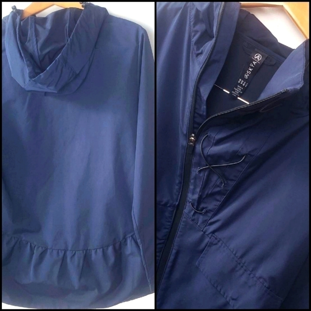 ASKYA Zip Up Peplum Windbreaker Jacket Coat XS!